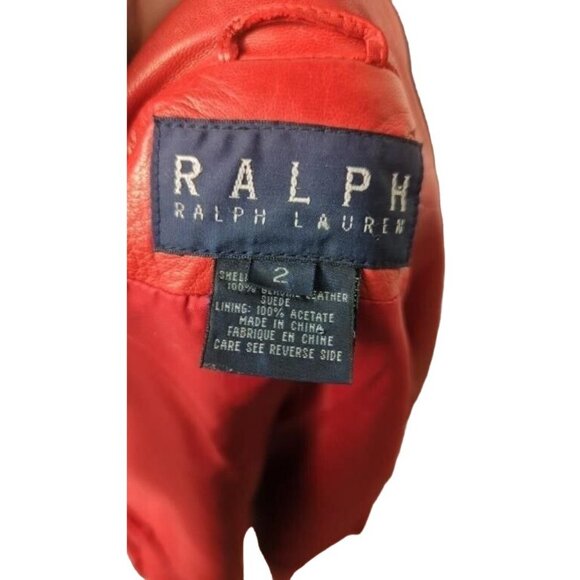 Ralph Lauren Red Leather Jacket Size 2 & Black Cotton Dress Size petite small 2 - Picture 11 of 12